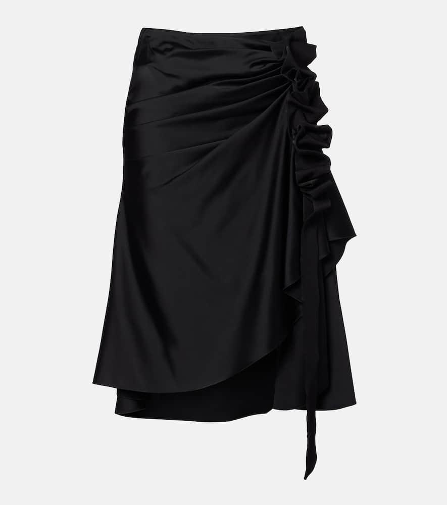 mcqueen gathered asymmetric midi skirt