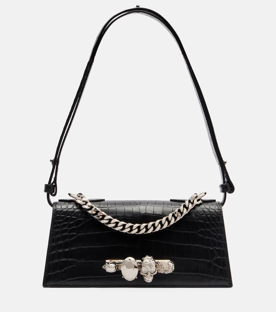 mcqueen jewelled mini leather shoulder bag
