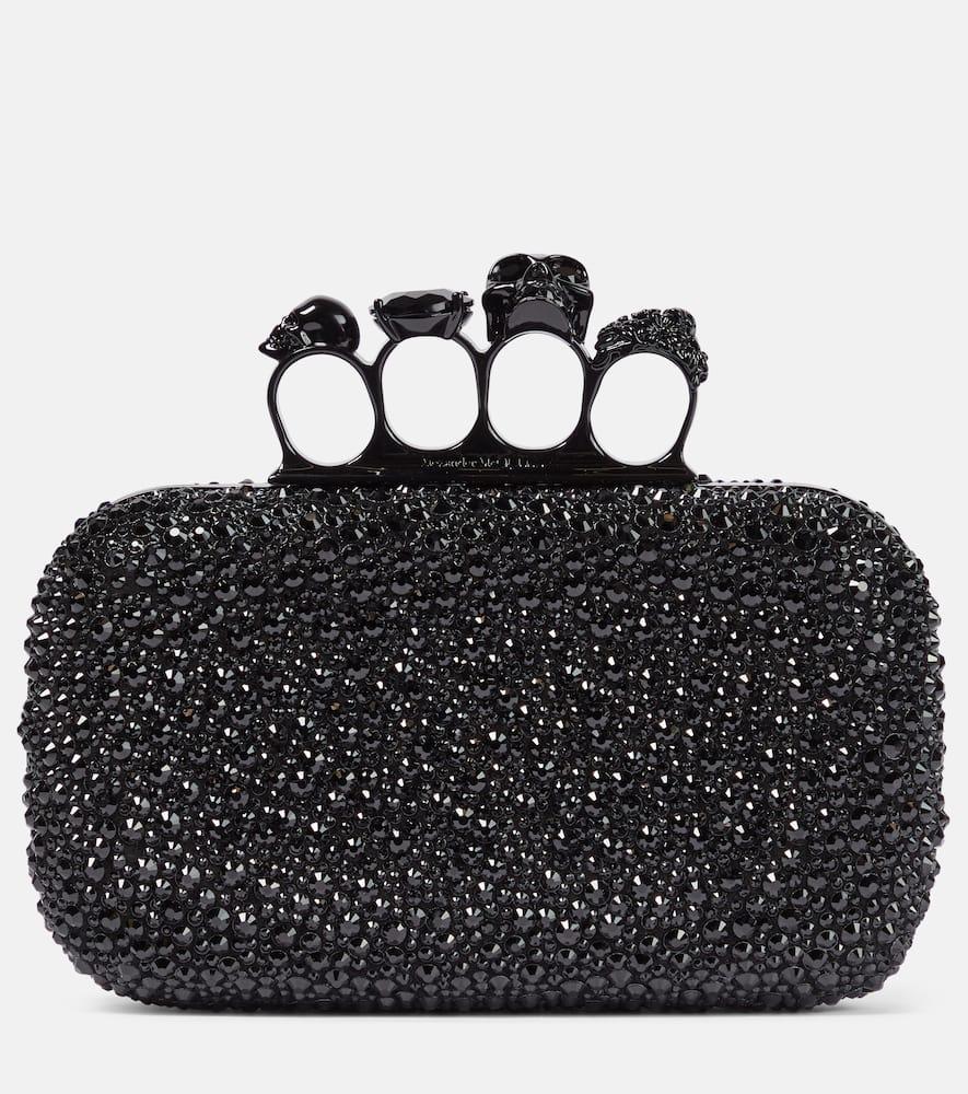 mcqueen knuckle embellished leather clutch