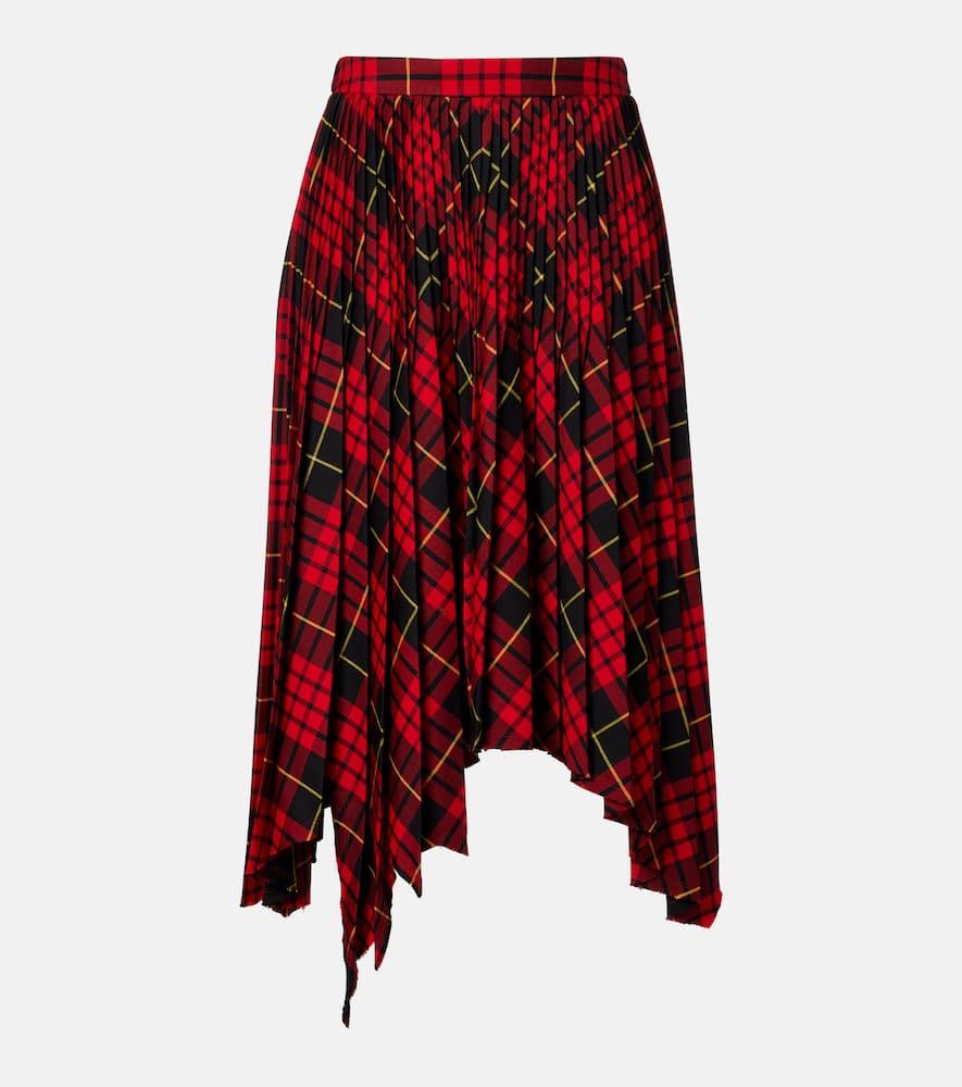 mcqueen macqueen pleated tartan midi skirt