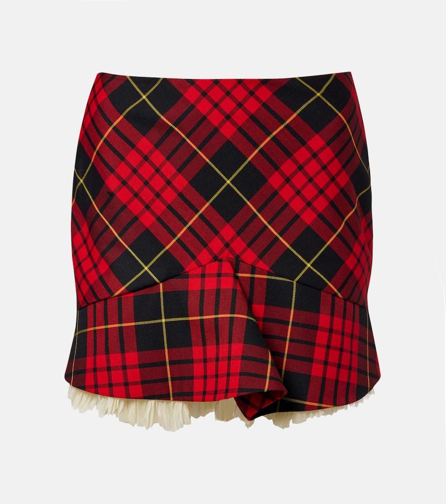 mcqueen macqueen tartan ruffled miniskirt