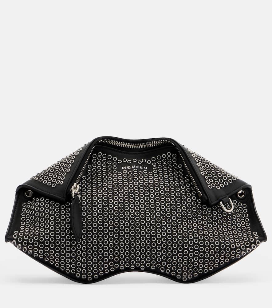 mcqueen manta embellished leather clutch