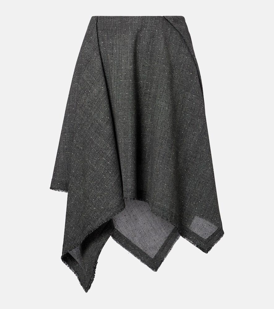 mcqueen prince of wales check wool midi skirt