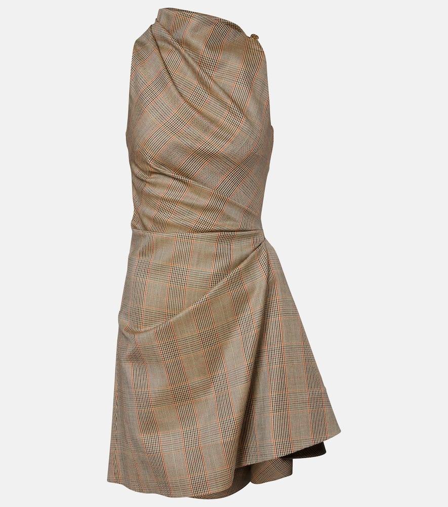 mcqueen prince of wales check wool minidress