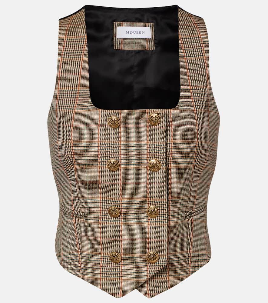 mcqueen prince of wales check wool vest