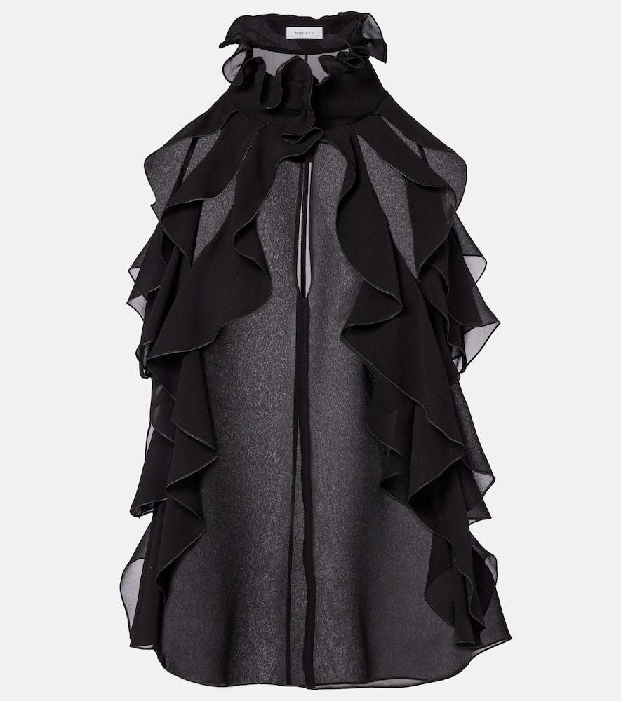mcqueen ruffled silk top