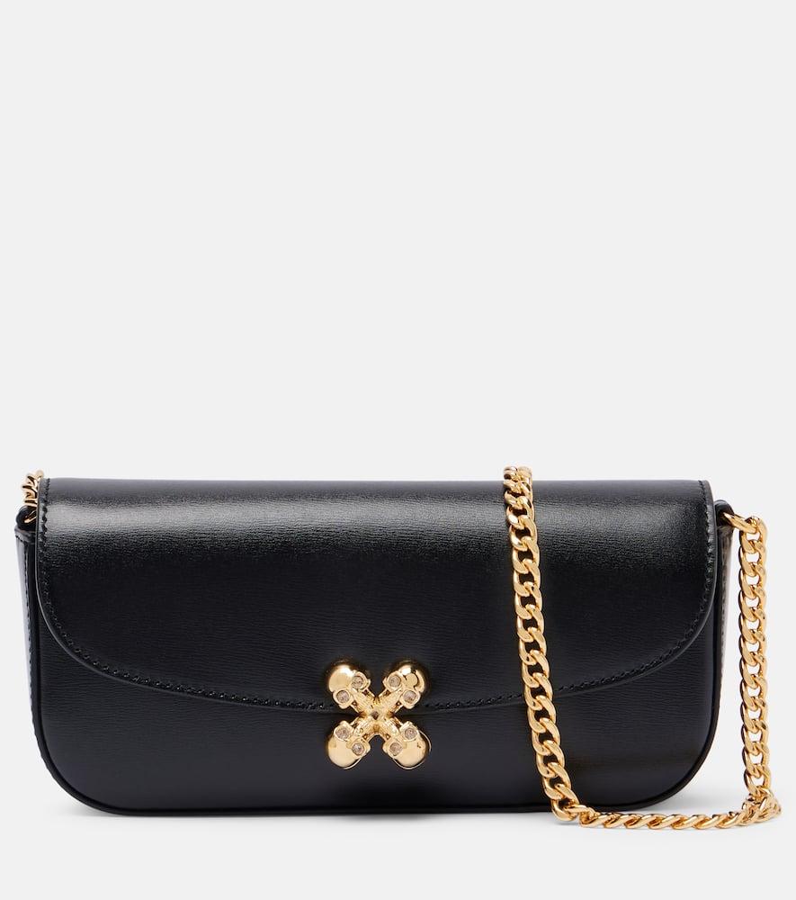 mcqueen skull flower leather shoulder bag