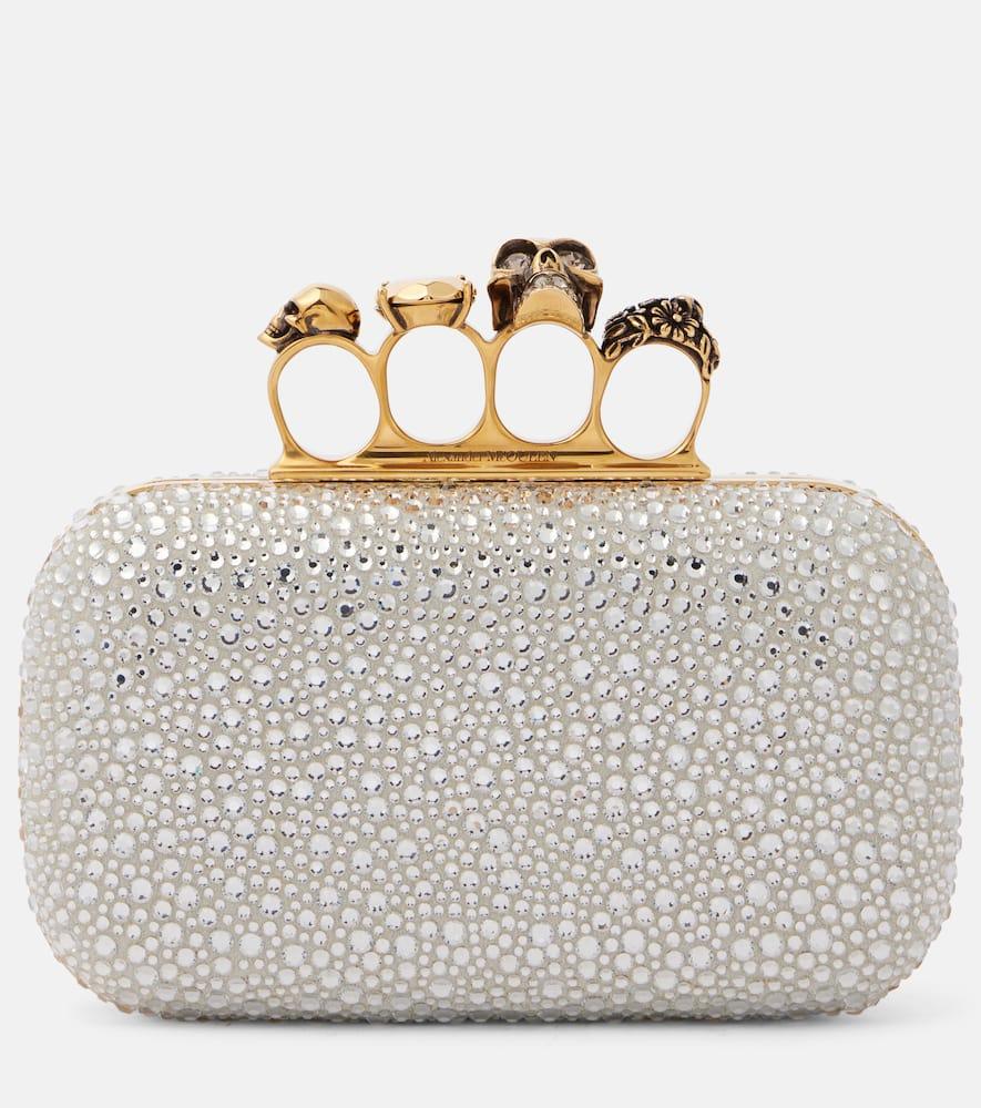 mcqueen skull knuckle embellished clutch