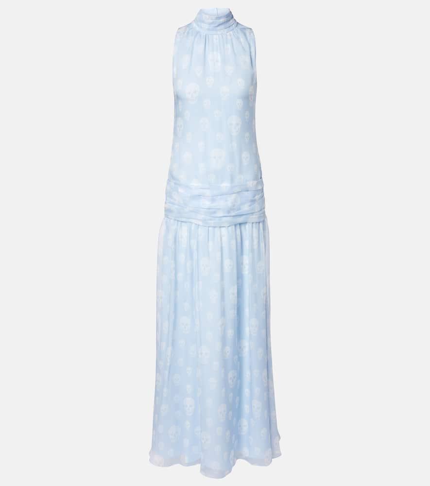 mcqueen skull silk maxi dress