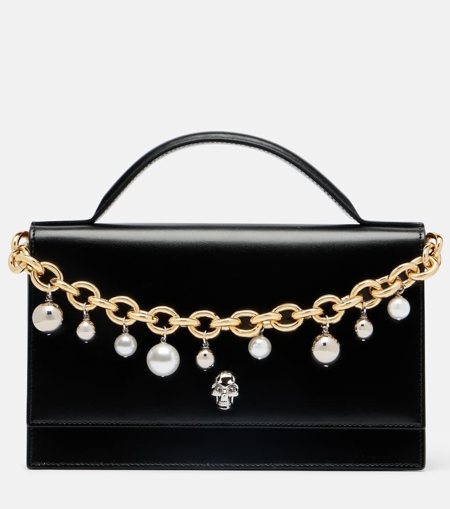 mcqueen skull small embellished leather tote bag