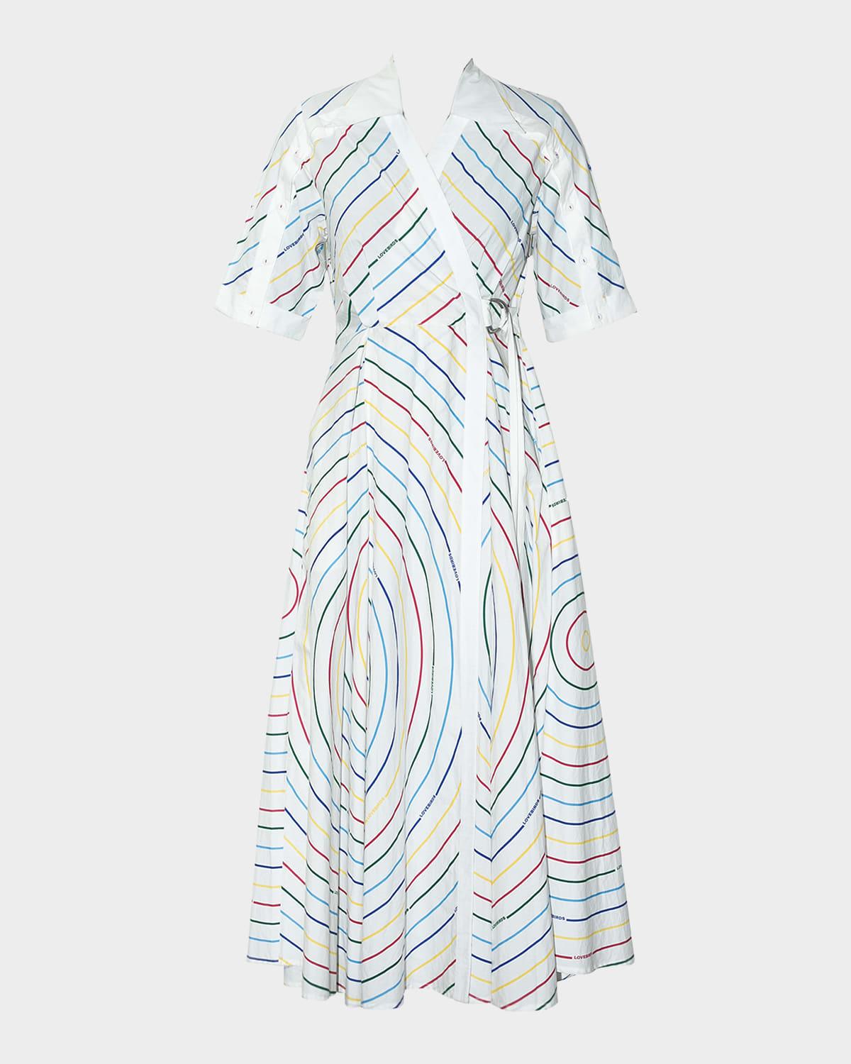 meadow circular striped cotton maxi shirtdress