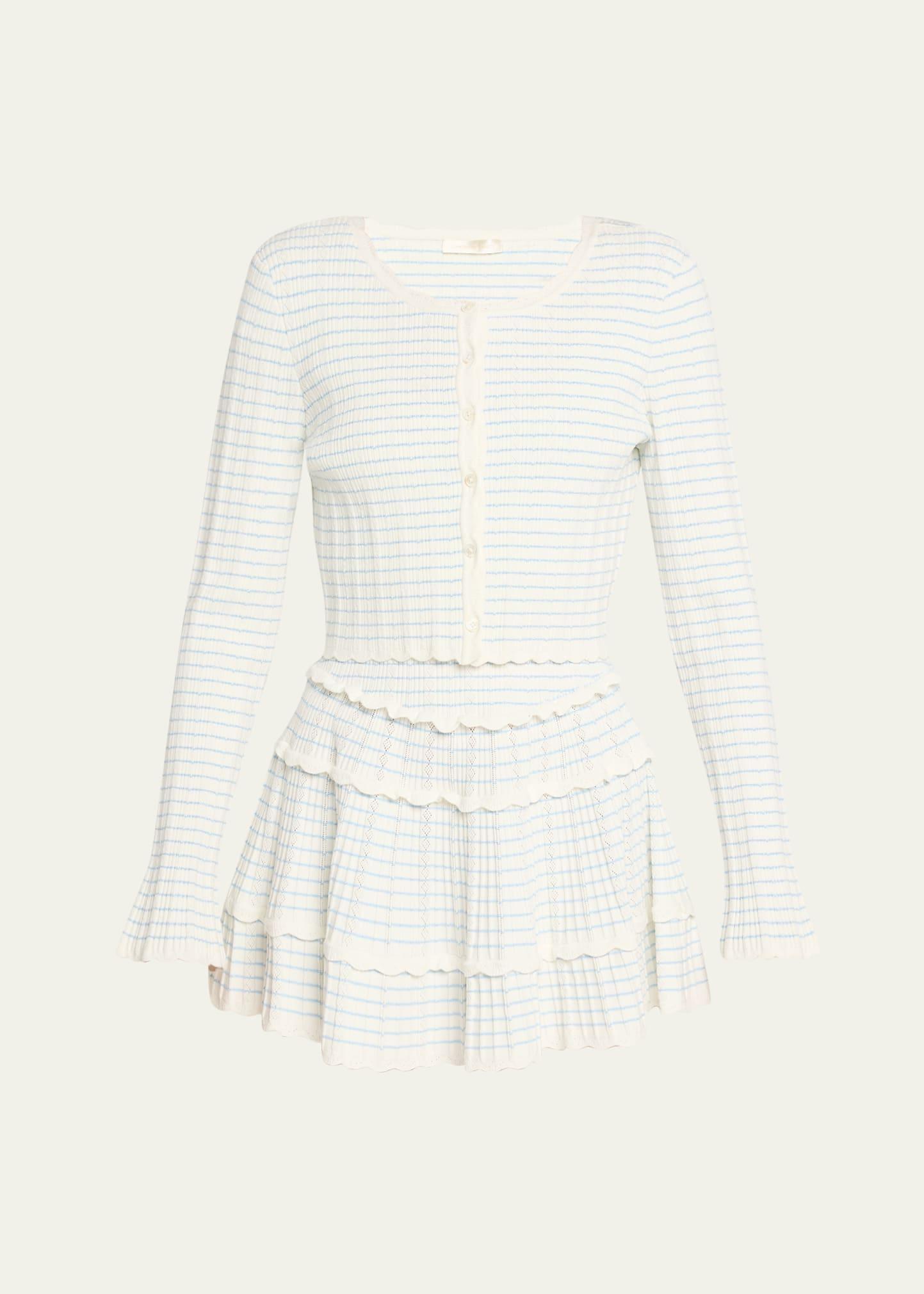 media striped stretch pointelle cropped cardigan