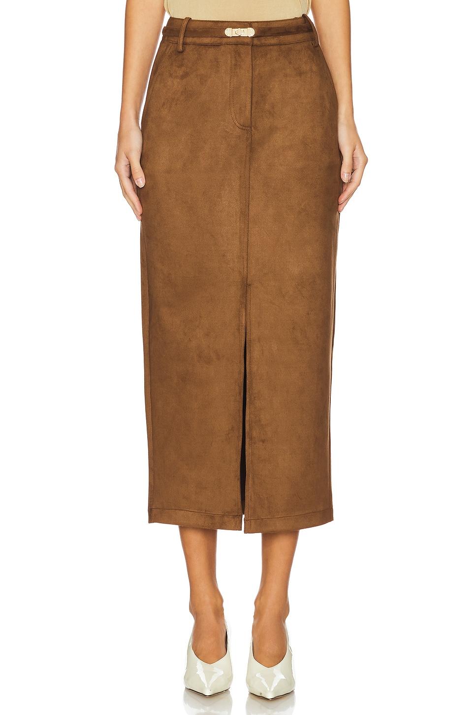 medina belted faux suede skirt