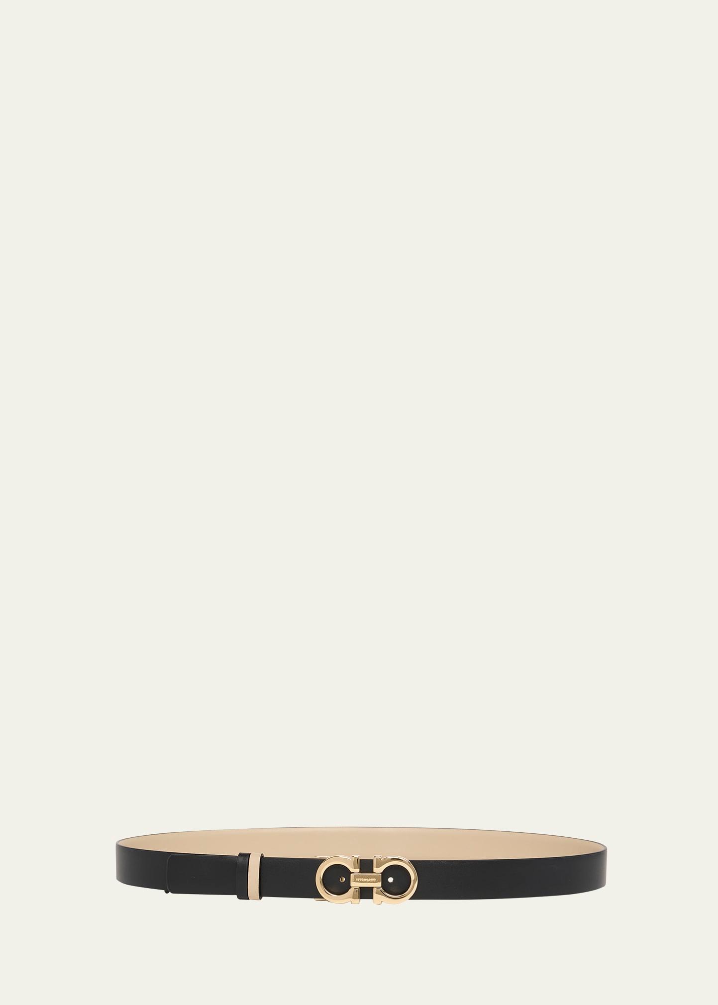 mediterranean gancini leather skinny belt