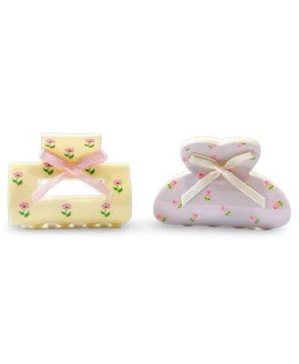 medium claw clip set bows flowers