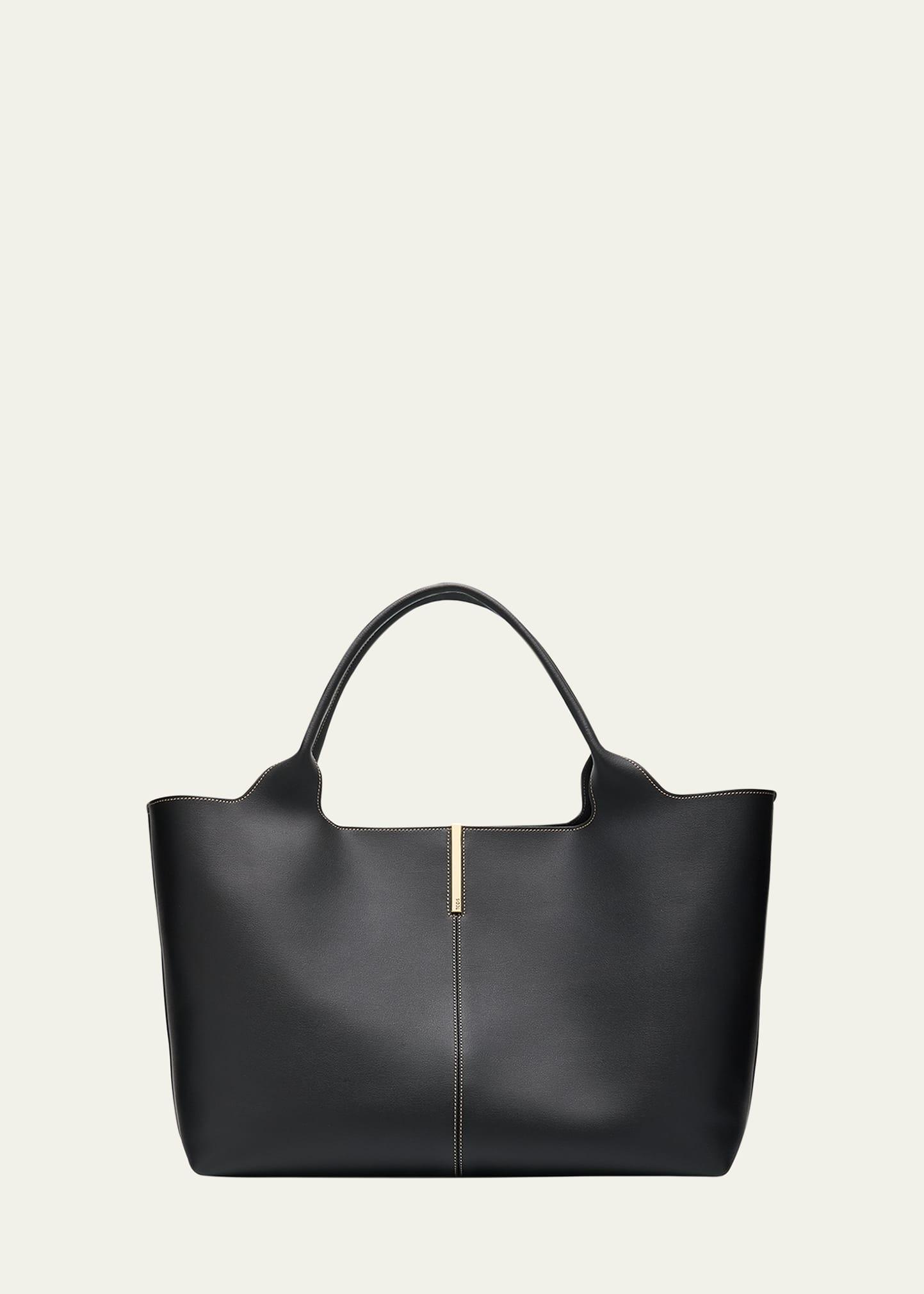 medium leather tote shopping bag
