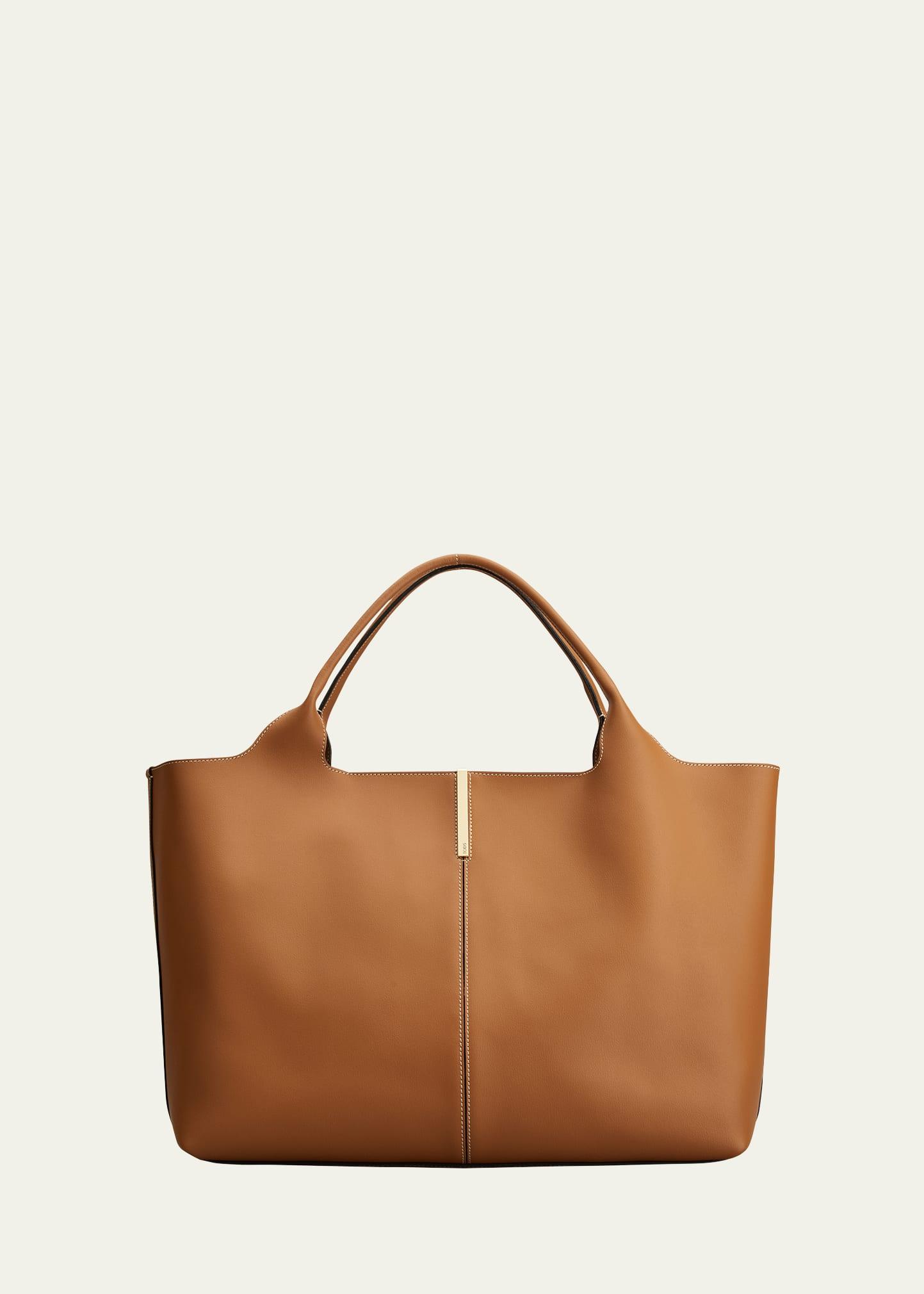 medium leather tote shopping bag