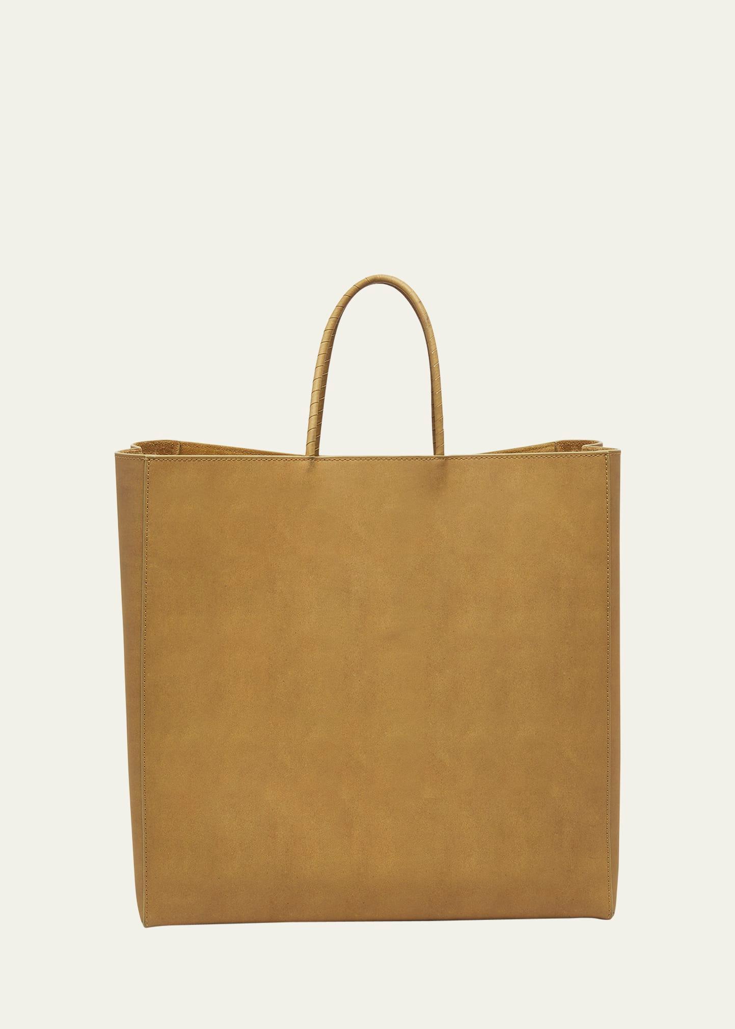 medium raw paper leather top-handle bag