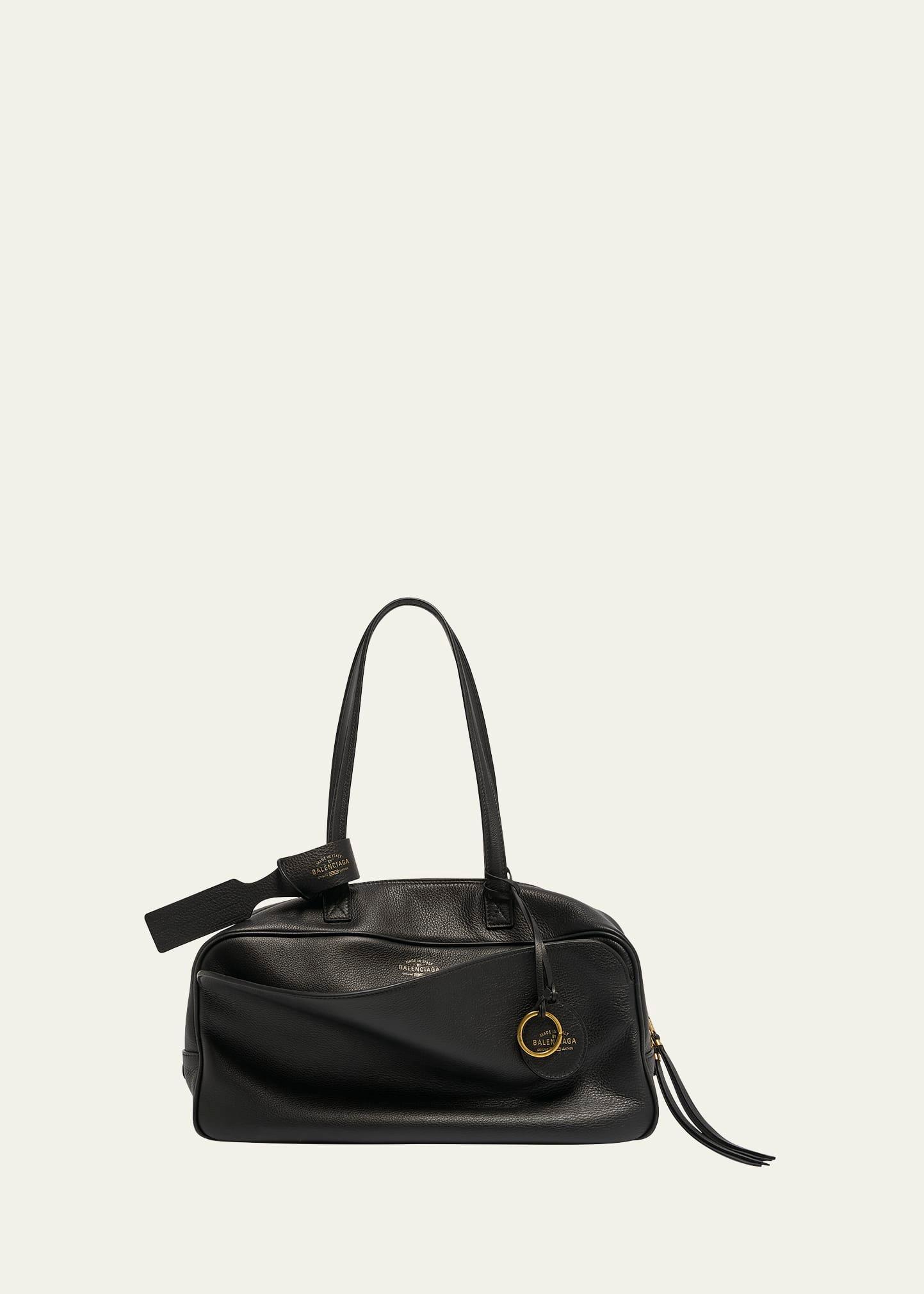 medium zip leather shoulder bag