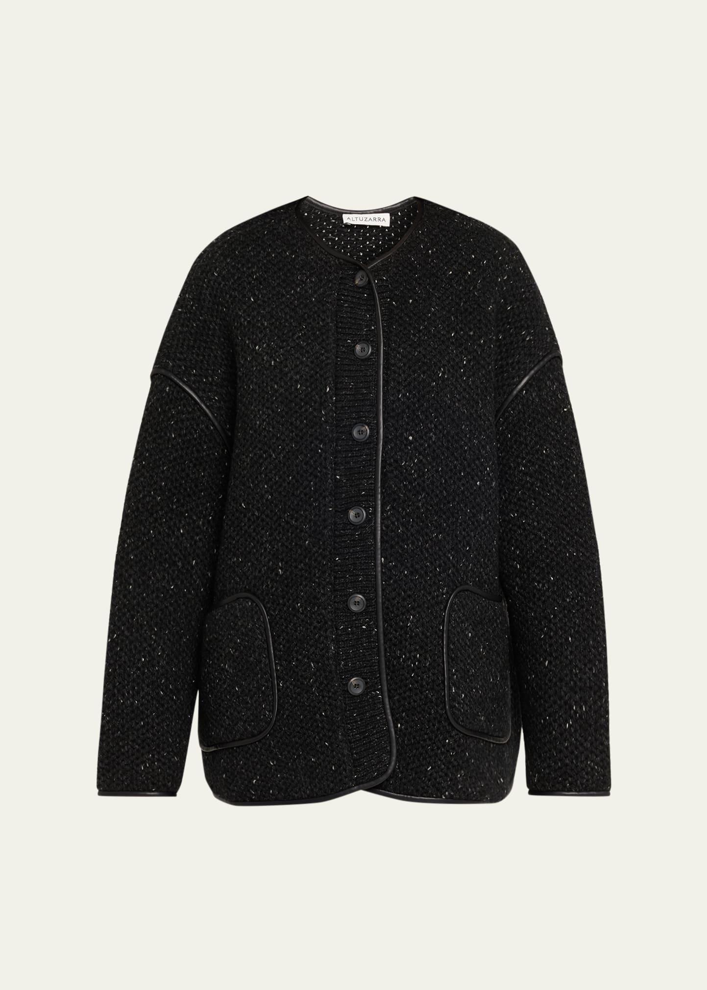 medrano leather-piping knit jacket