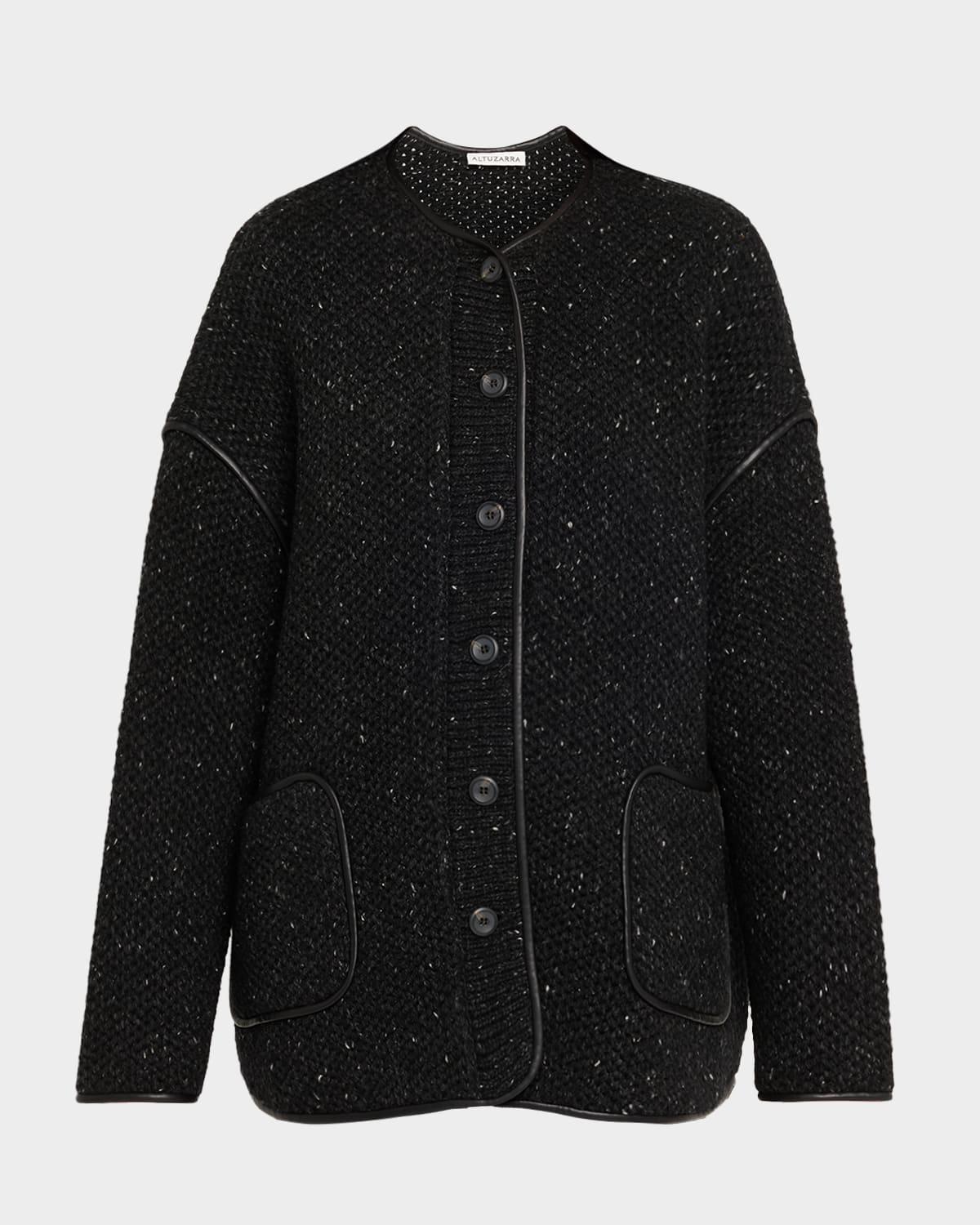 medrano leather-piping knit jacket