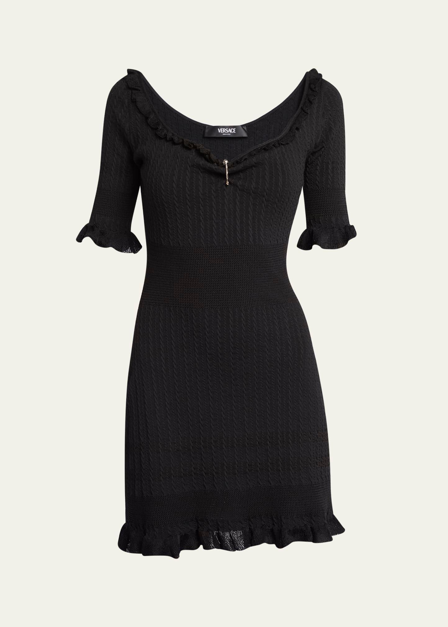 medusa pin-gathered micro cable mini dress