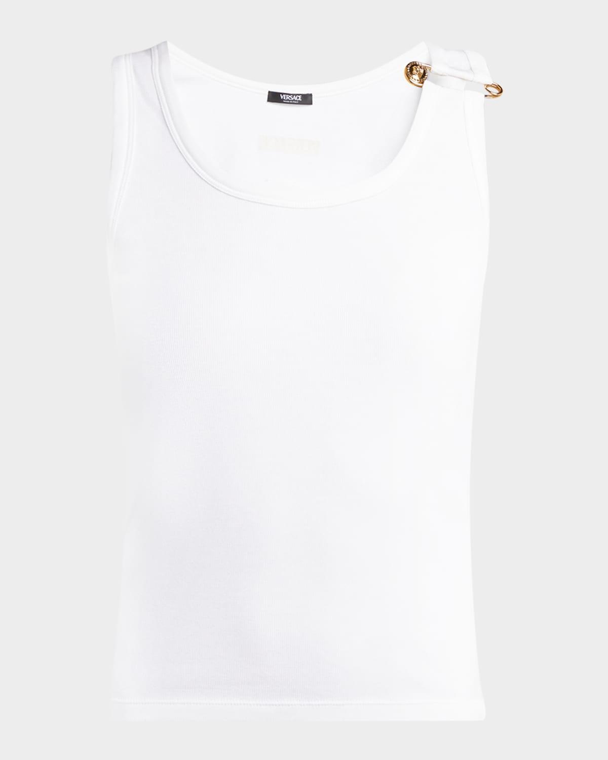 medusa safety-pin cotton-stretch rib tank top