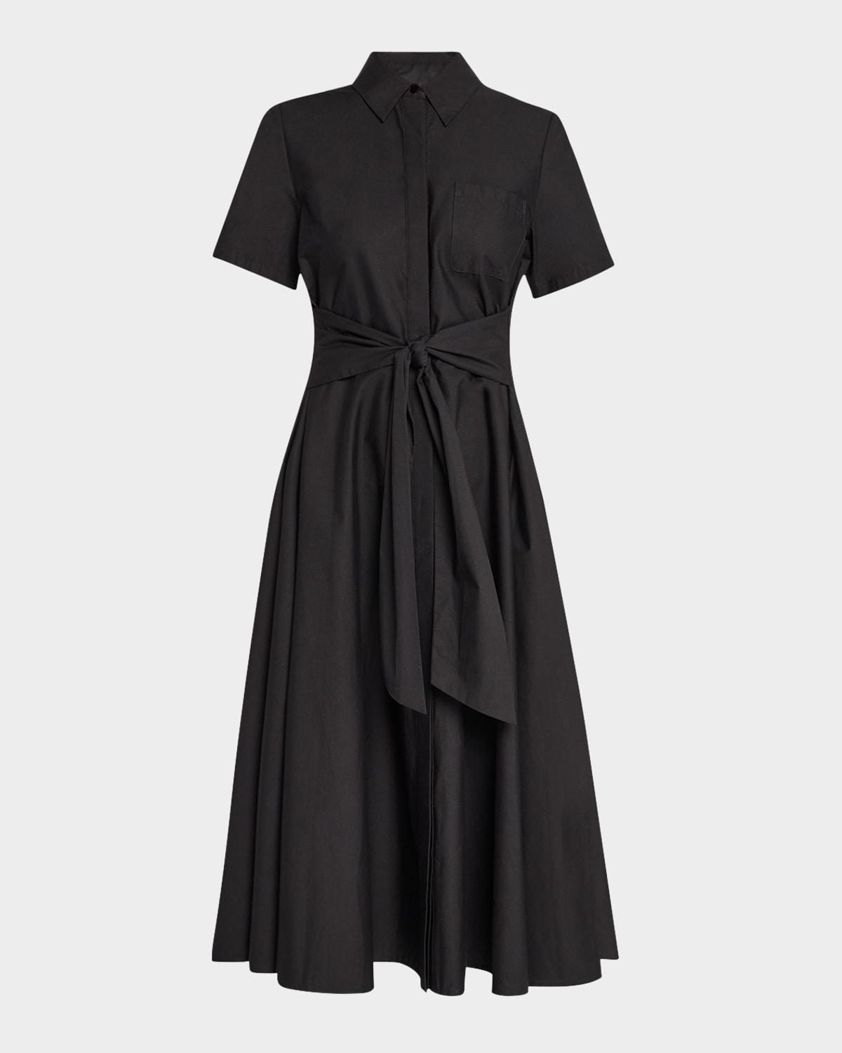 megan tie-front midi shirtdress