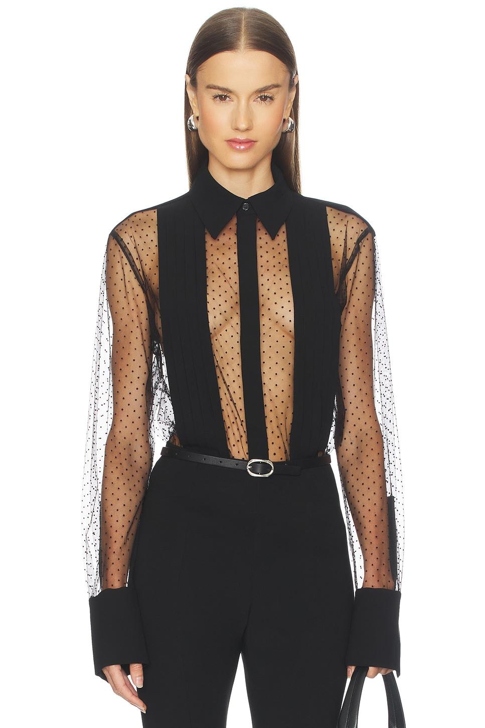 meghan panelled polka silk blouse