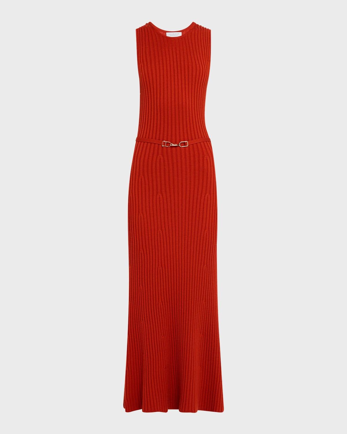 meier belted cashmere rib midi dress