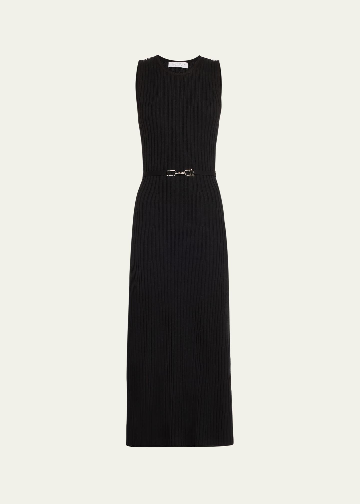 meier cashmere-blend ribbed knit maxi dress with belt