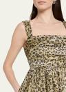 meira tiered leopard-print midi dress