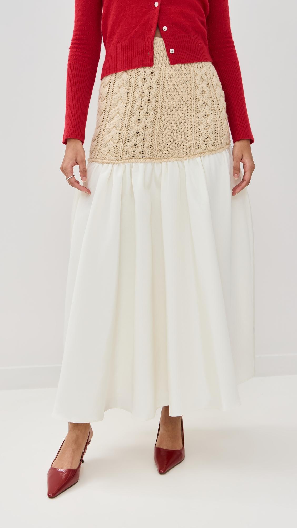 mekas knit combo drop waist skirt