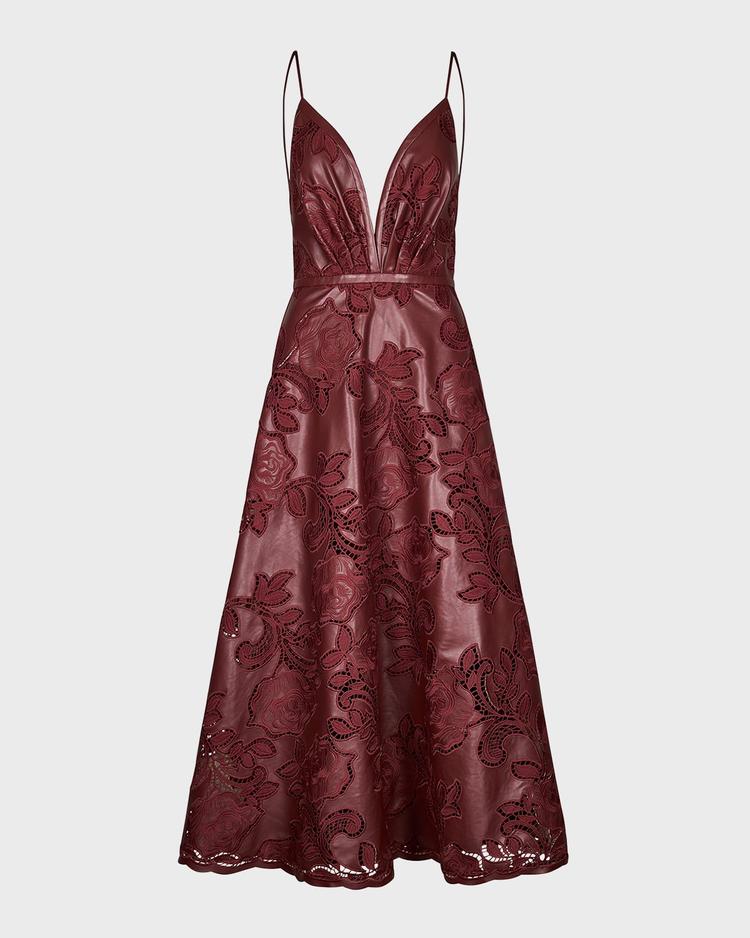 melancholic bliss faux-leather backless ankle dress