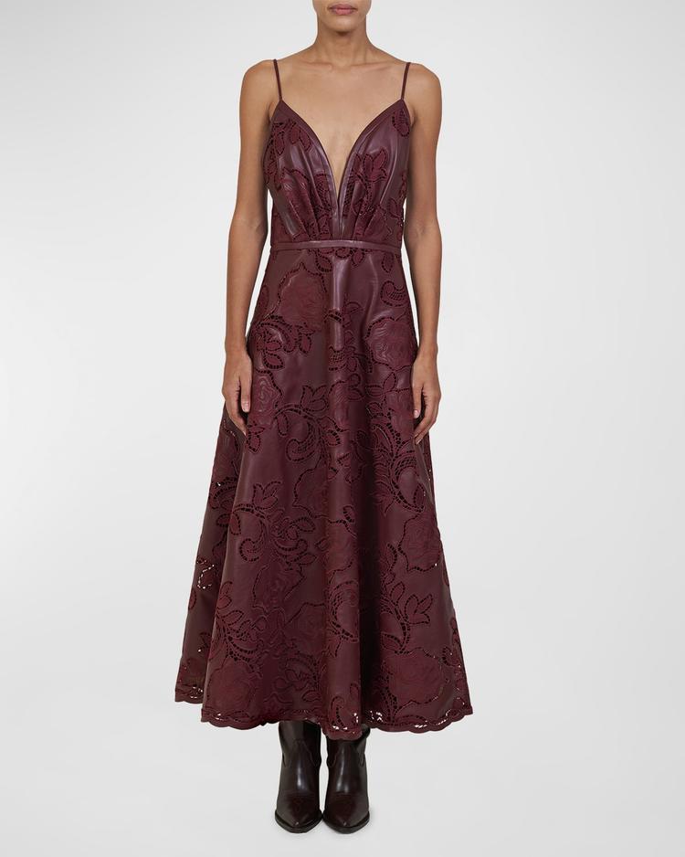 melancholic bliss faux-leather backless ankle dress