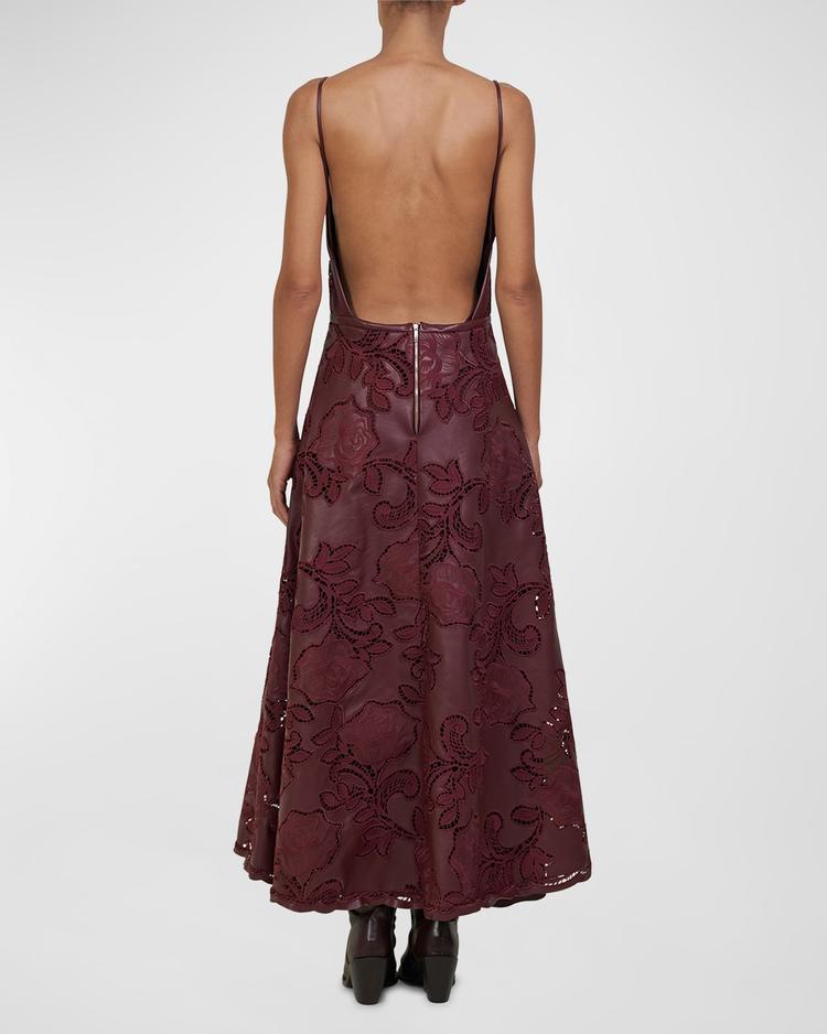 melancholic bliss faux-leather backless ankle dress