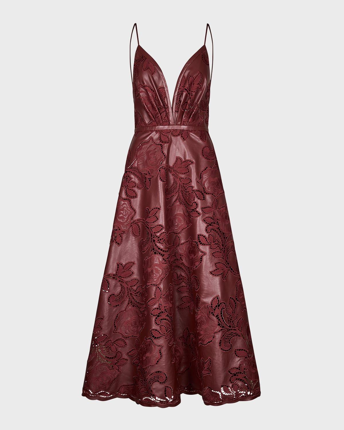 melancholic bliss faux-leather backless ankle dress