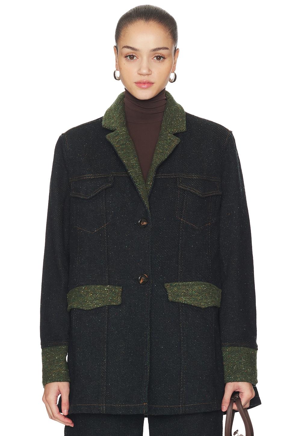 melange twill denim oversized blazer