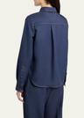 melange wool cotton drill button-down shirt