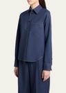 melange wool cotton drill button-down shirt