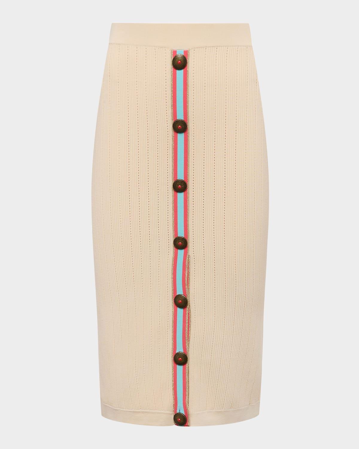 melania pointelle knit midi skirt