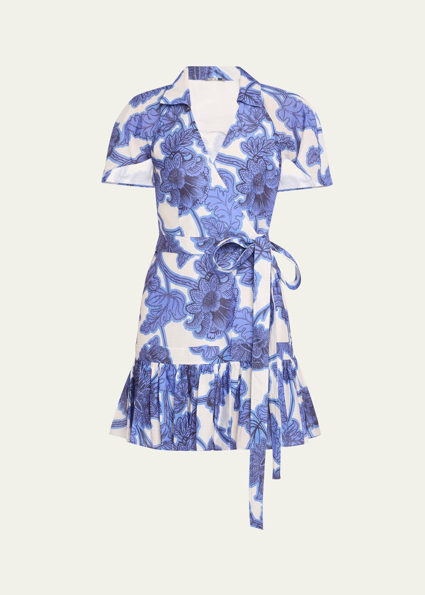 melba floral mini wrap dress