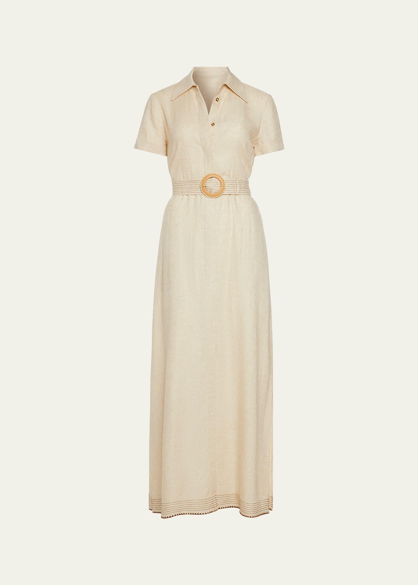 melina belted maxi shirtdress