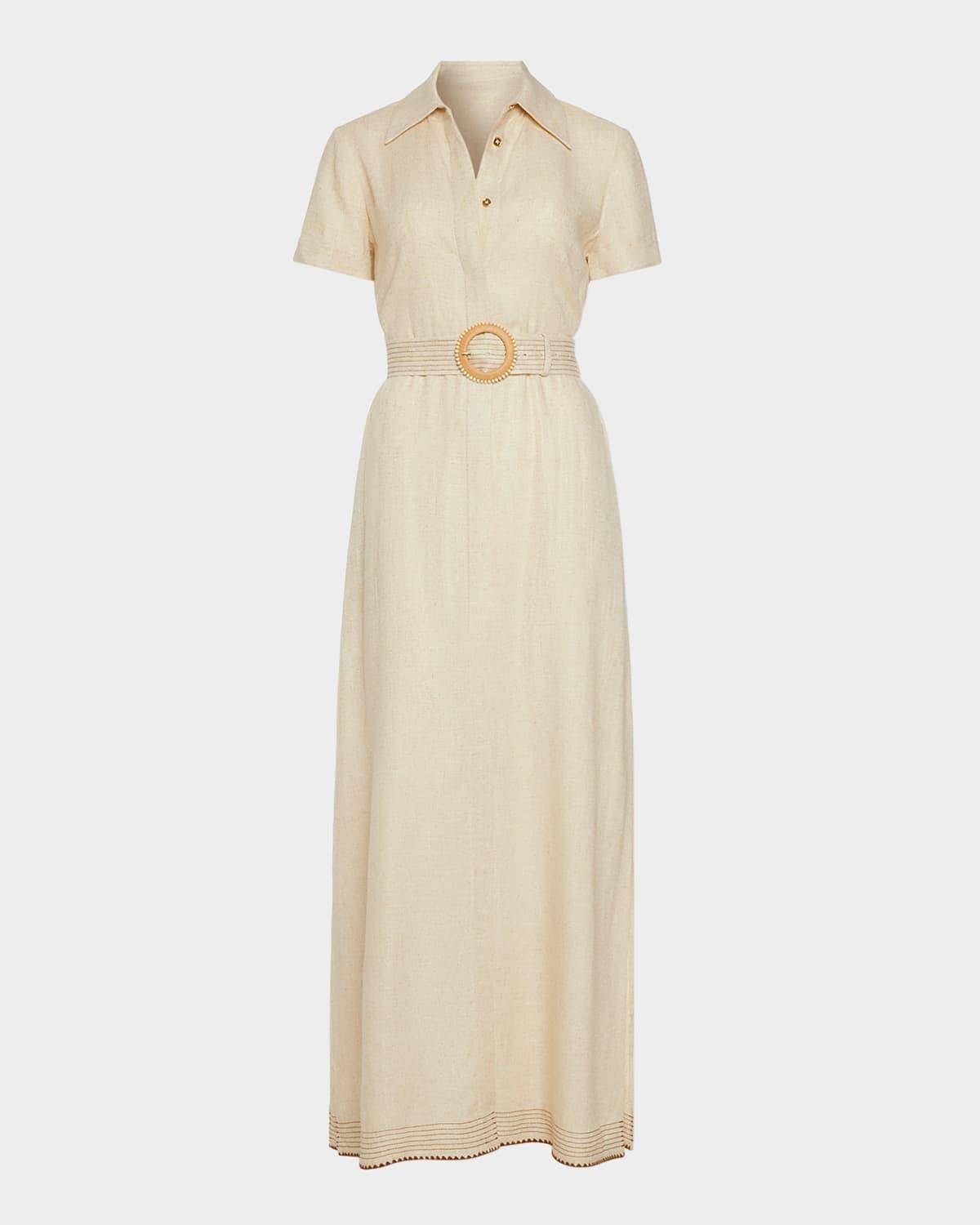 melina belted maxi shirtdress
