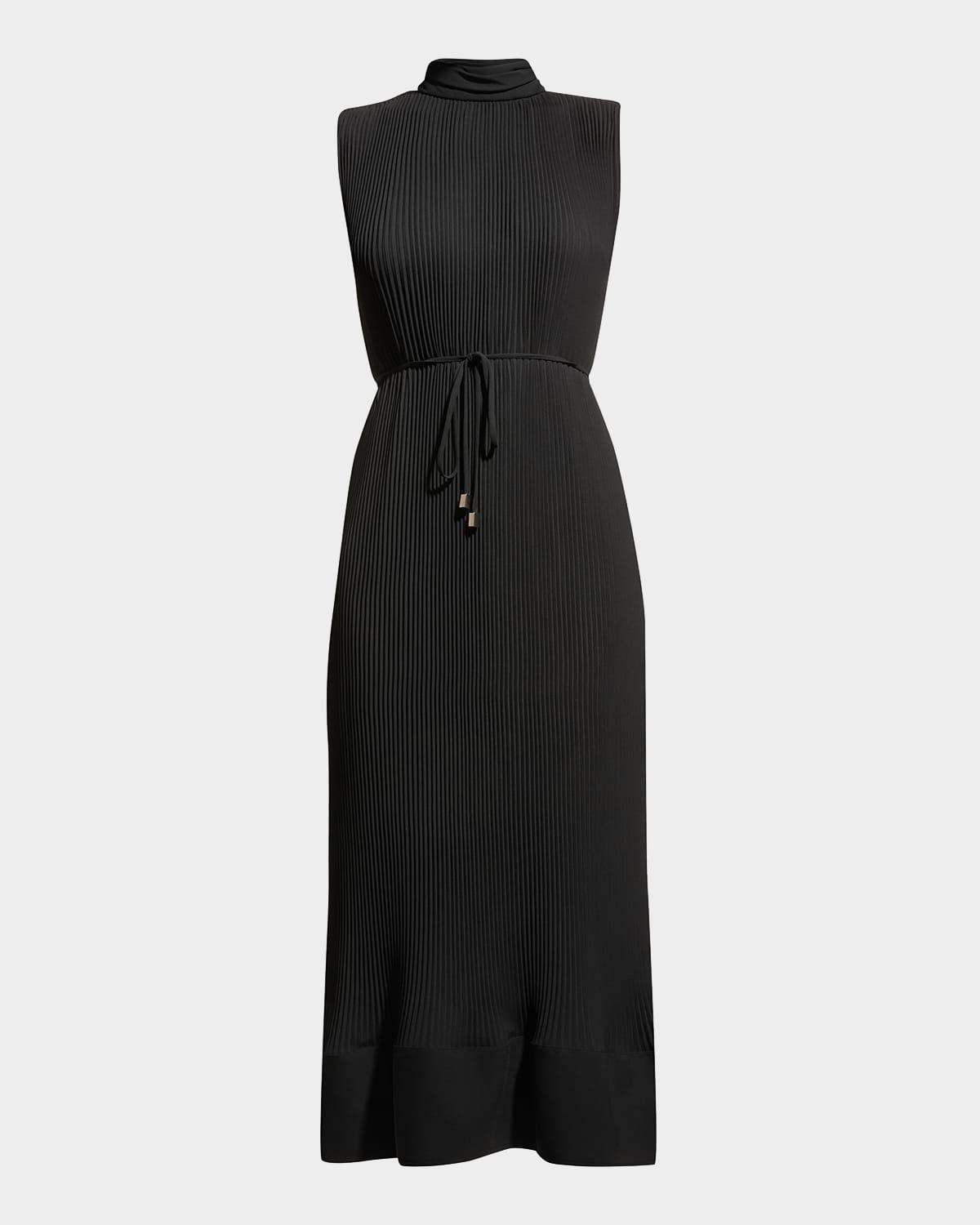 melina solid pleated dress