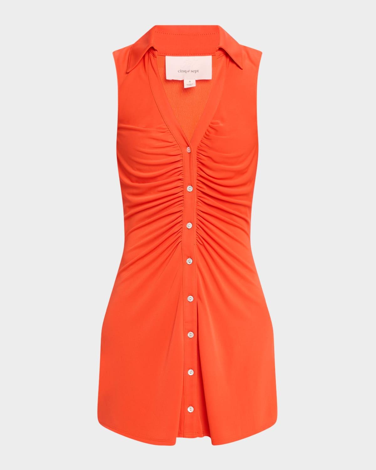 melinda gathered button-front mini dress
