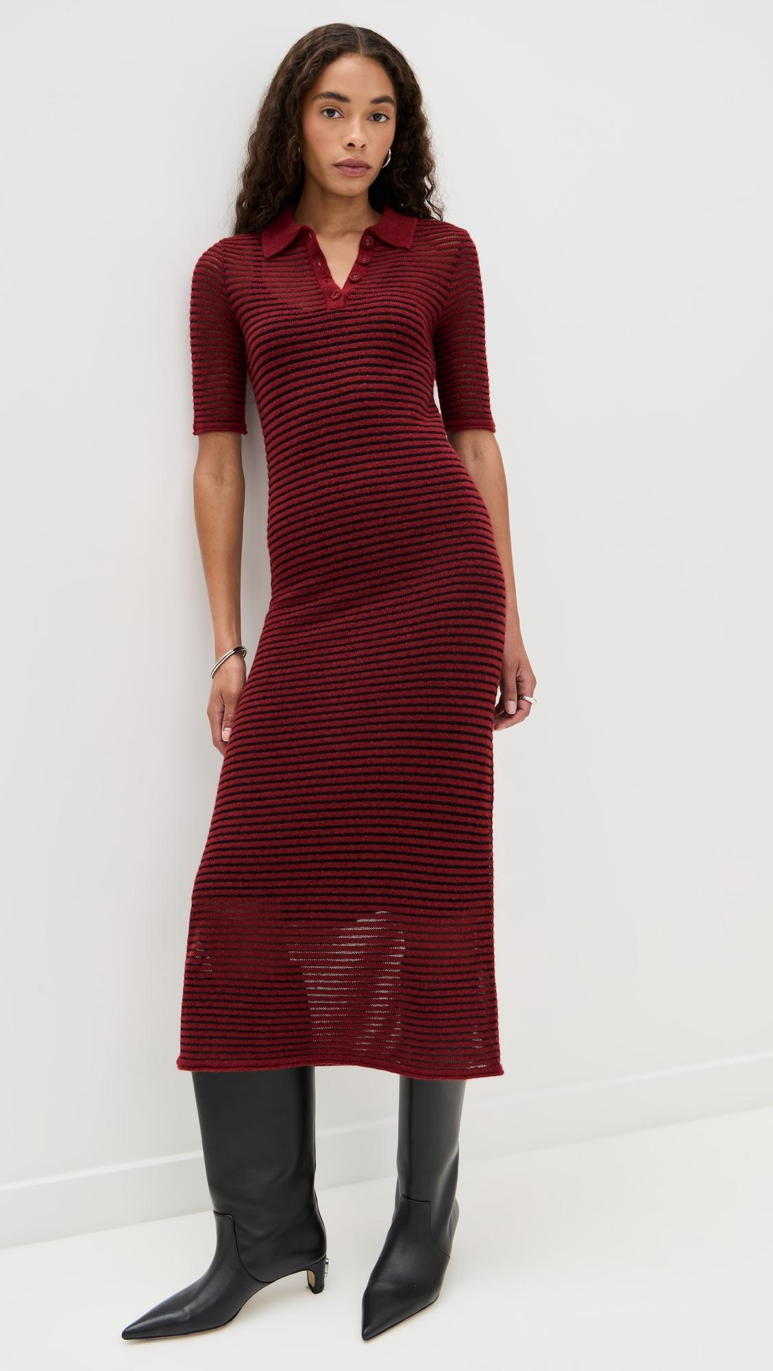 meline dress in cashmere silk stripe