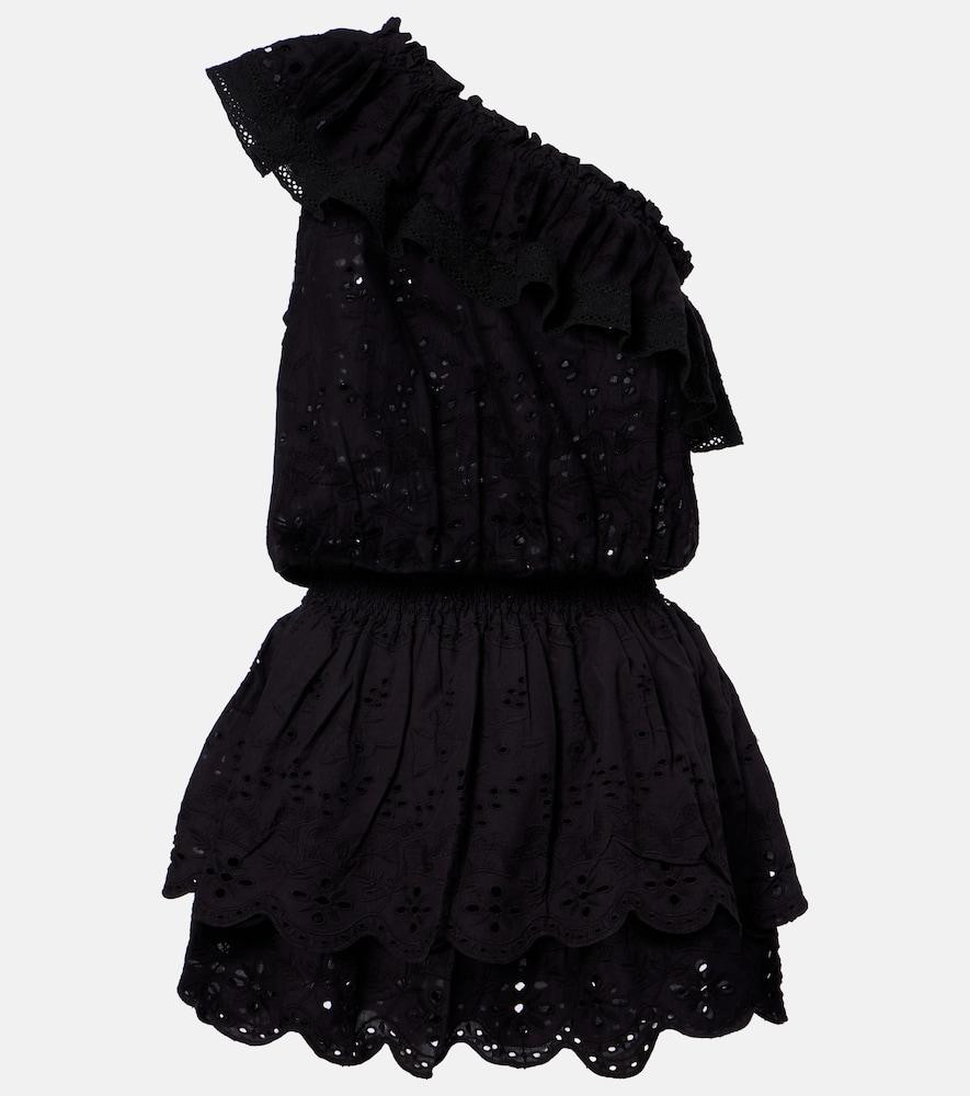 melissa odabash bree broderie anglaise one-shoulder cotton minidress