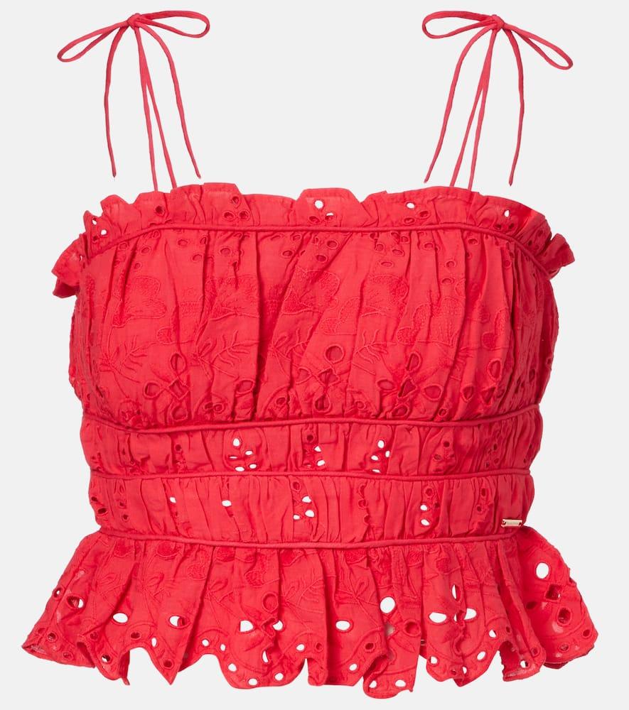 melissa odabash broderie anglaise cropped cotton top