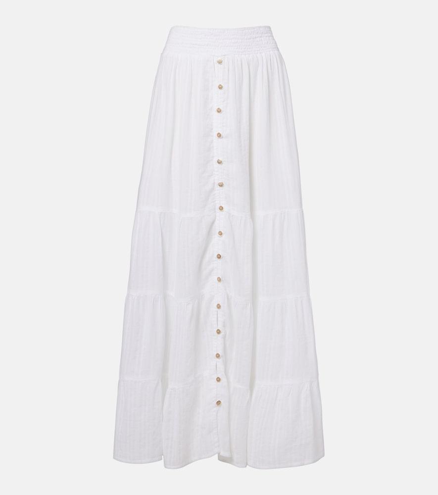 melissa odabash dee tiered cotton maxi skirt